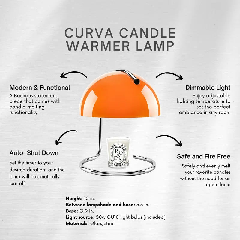 Curva Candle Warmer Lamp - Bauhaus Glass Design, Ideal for Decor & Fragrance, Retro Style Lighting