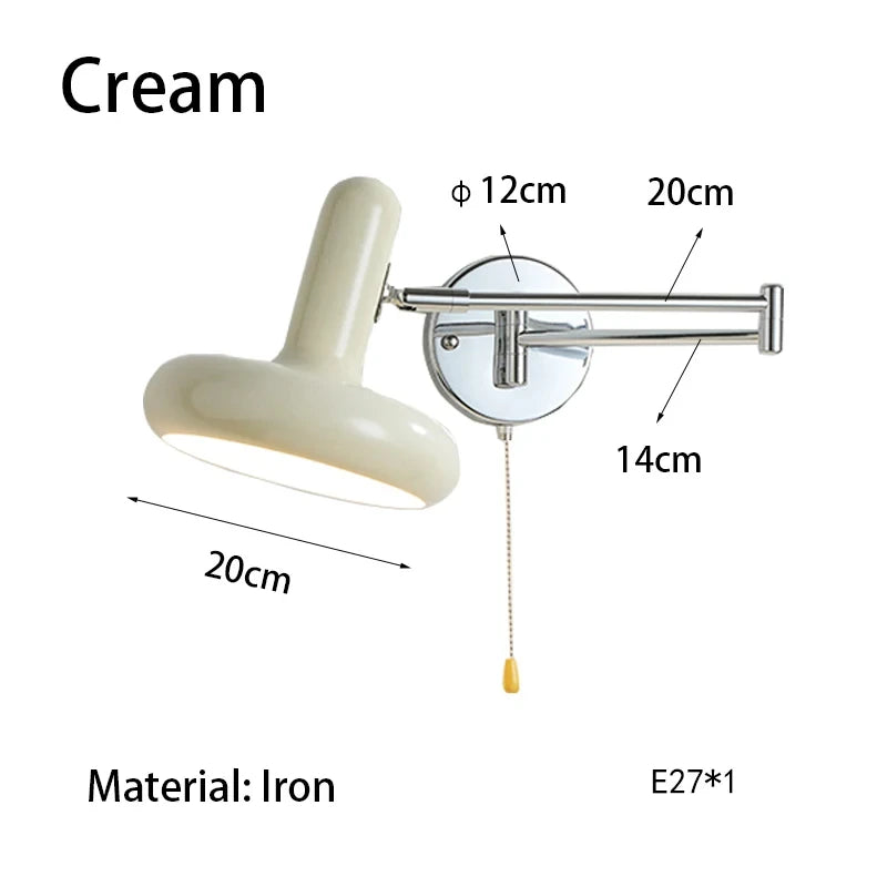 Nordic Modern Retractable Rotatable Swinging Retractable Wall Lamp Bedroom Bedside Lamp Sliding Reading and Working Lamp