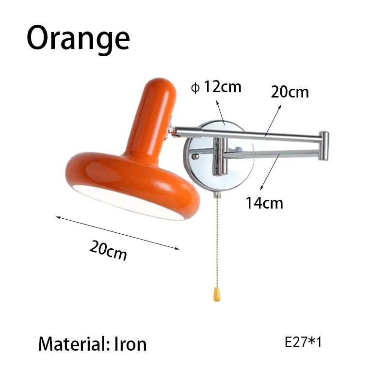 Nordic Modern Retractable Rotatable Swinging Retractable Wall Lamp Bedroom Bedside Lamp Sliding Reading and Working Lamp