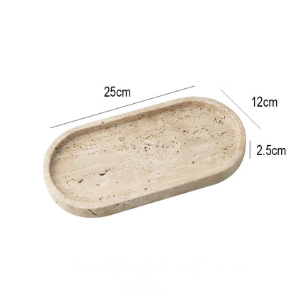 Elegant Beige Travertine Marble Tray - Perfect for Perfume, Candles, Jewelry & More | Versatile Vanity & Serving Tray for Home Decor