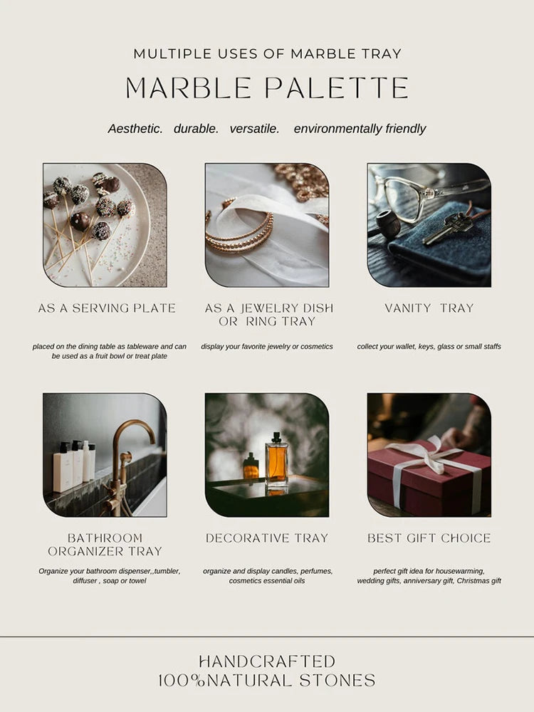 Elegant Beige Travertine Marble Tray - Perfect for Perfume, Candles, Jewelry & More | Versatile Vanity & Serving Tray for Home Decor