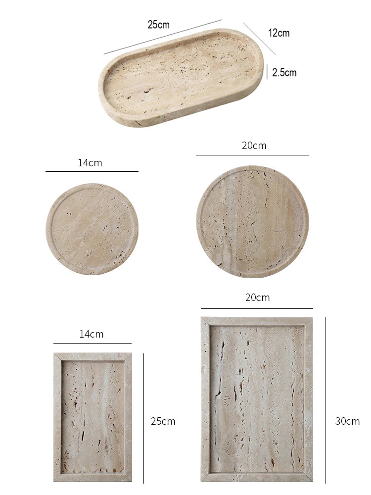 Elegant Beige Travertine Marble Tray - Perfect for Perfume, Candles, Jewelry & More | Versatile Vanity & Serving Tray for Home Decor