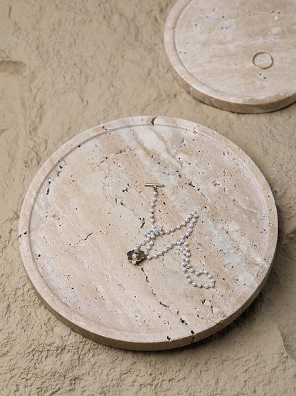 Elegant Beige Travertine Marble Tray - Perfect for Perfume, Candles, Jewelry & More | Versatile Vanity & Serving Tray for Home Decor