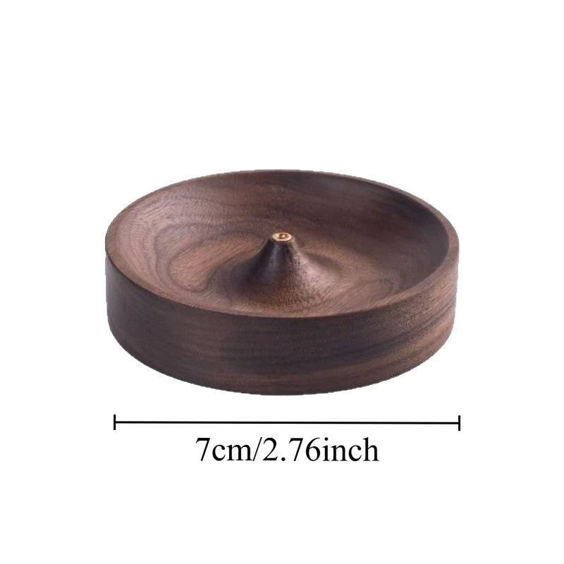 North American Black Walnut Solid Wood Incense Stick Burner Base Handmade Tea Ceremony round Incense Censer Agarwood Tray Holder