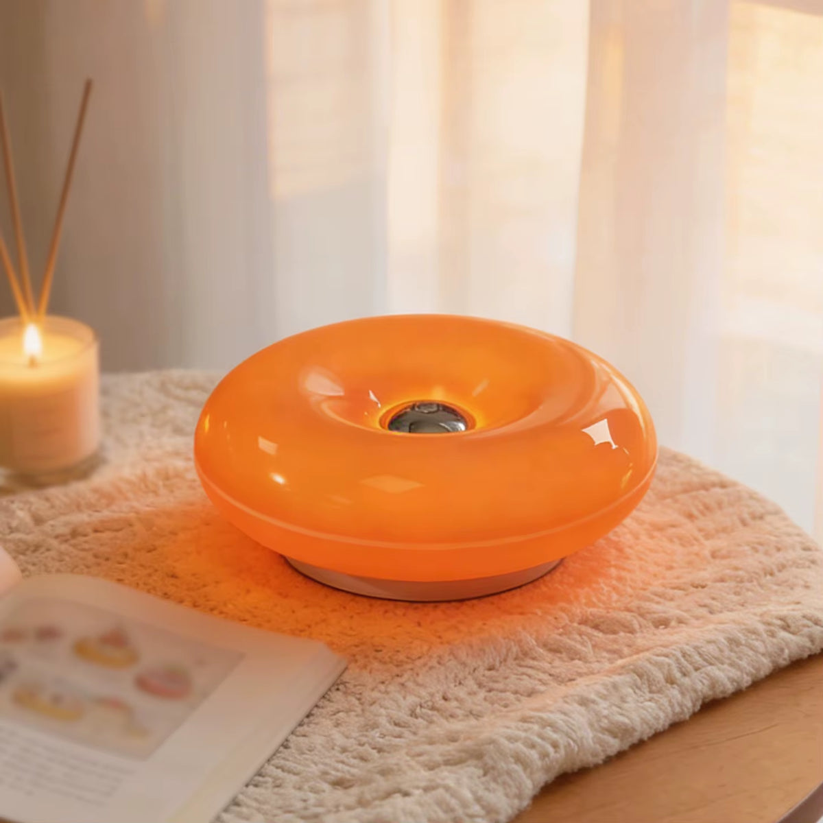 Donut Shape LED Table Lamp, Dimmable Warm Ambient Night Light for Bedroom, Living Room, Home Decor, Creative Gift